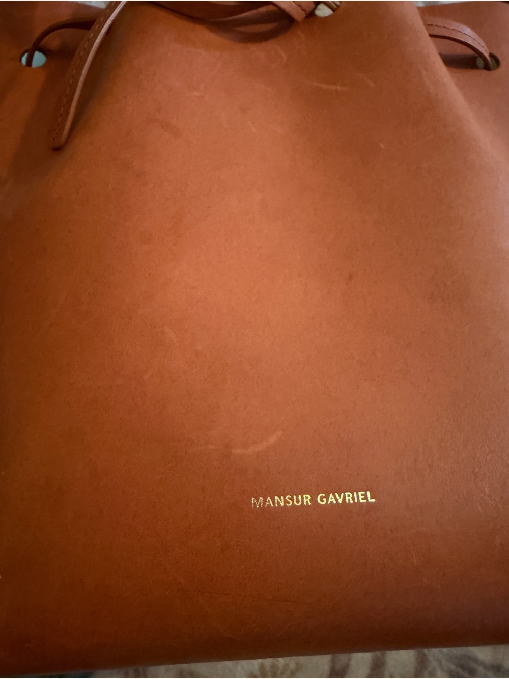 Mansur Gavriel Tan Leather Drawstring Crossbody Bag - Picture 2 of 4
